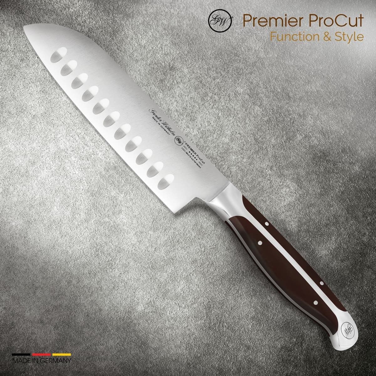Ніж Gunter Wilhelm Thunder Santoku, 5 дюймів | Ручка з темно-коричневого ABS-пластику Артикул: 30-317-0405