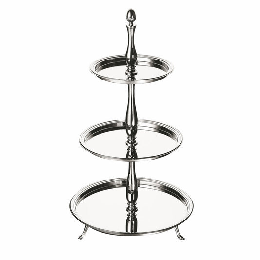 Petit-Fours Stand, 3 Layers;  H: 14-1/4", D: 5-1/8", 7-1/2", 10-3/8"