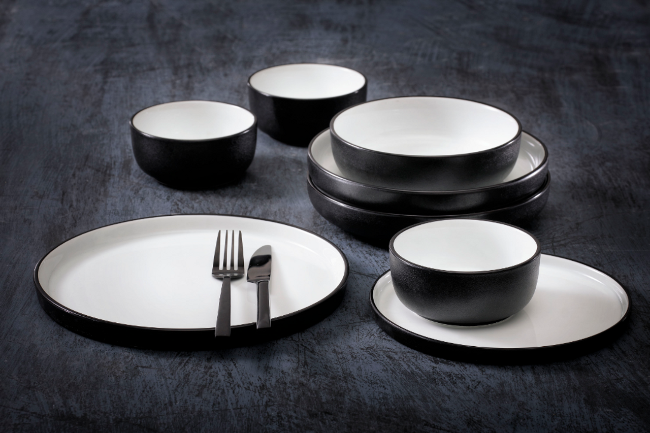 Maastricht Porselein Bord diep Cosmic 20 cm Wit Zwart