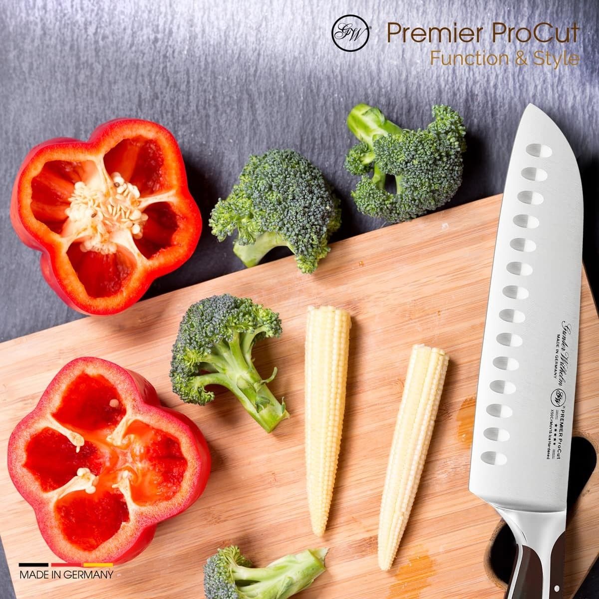 Gunter Wilhelm Thunder Santoku Knife, 7 Inch | Dark Brown ABS Handle SKU: 30-315-0407